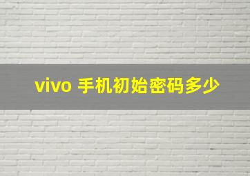 vivo 手机初始密码多少